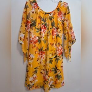 Love Ryan Los Angeles Yellow Floral Dress L